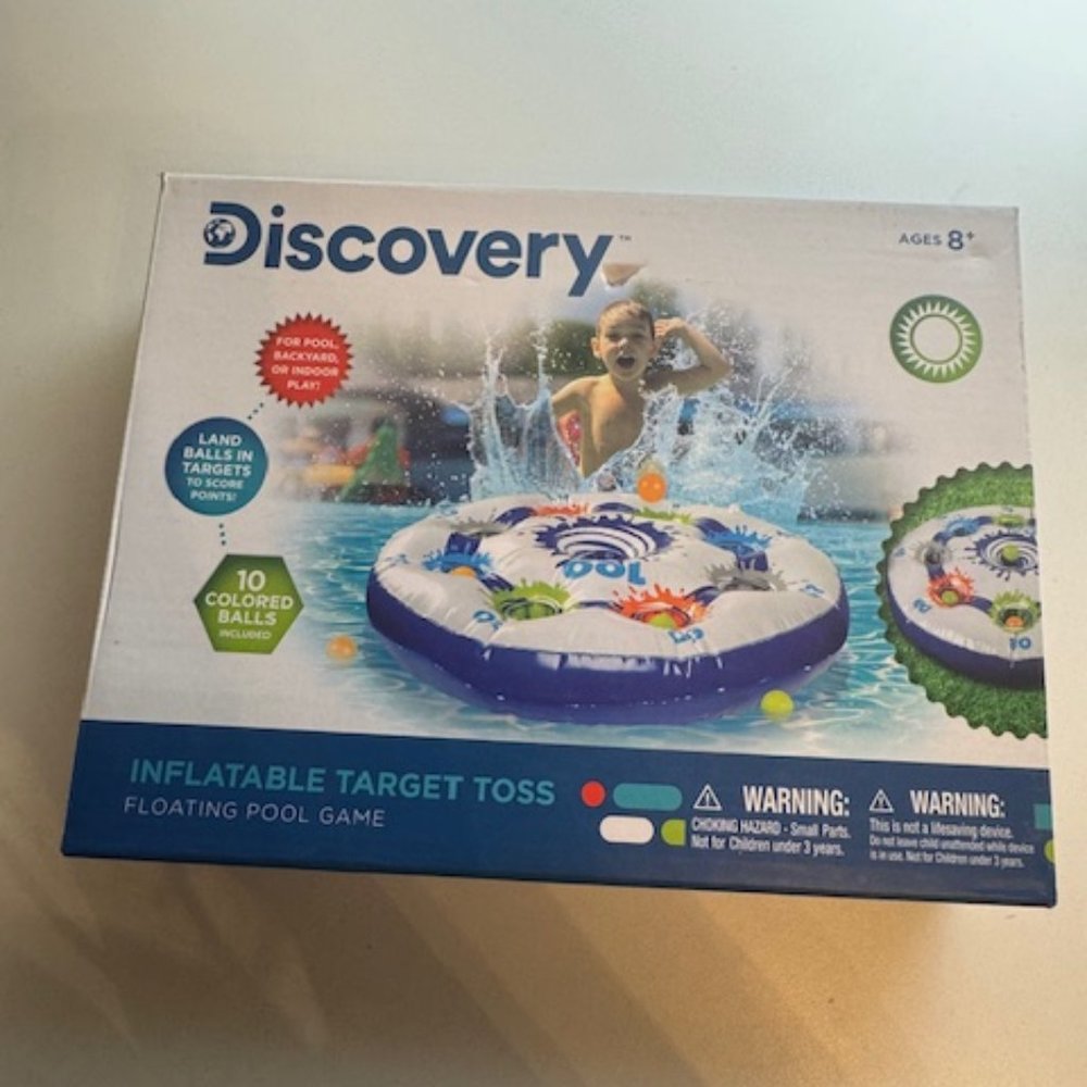 Inflatable Target Toss Floating Pool Game with 10 Balls and Tether Rope,